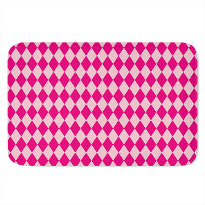Pink Harlequin Pattern Print Indoor Door Mat