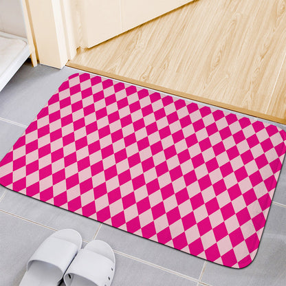 Pink Harlequin Pattern Print Indoor Door Mat