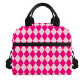 Pink Harlequin Pattern Print Insulated Lunch Bag