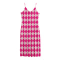 Pink Harlequin Pattern Print Jersey Midi Cami Dress