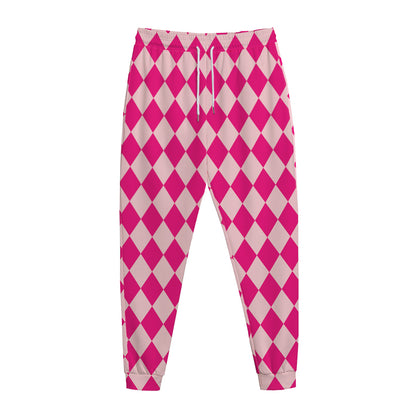 Pink Harlequin Pattern Print Jogger Pants