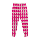 Pink Harlequin Pattern Print Jogger Pants