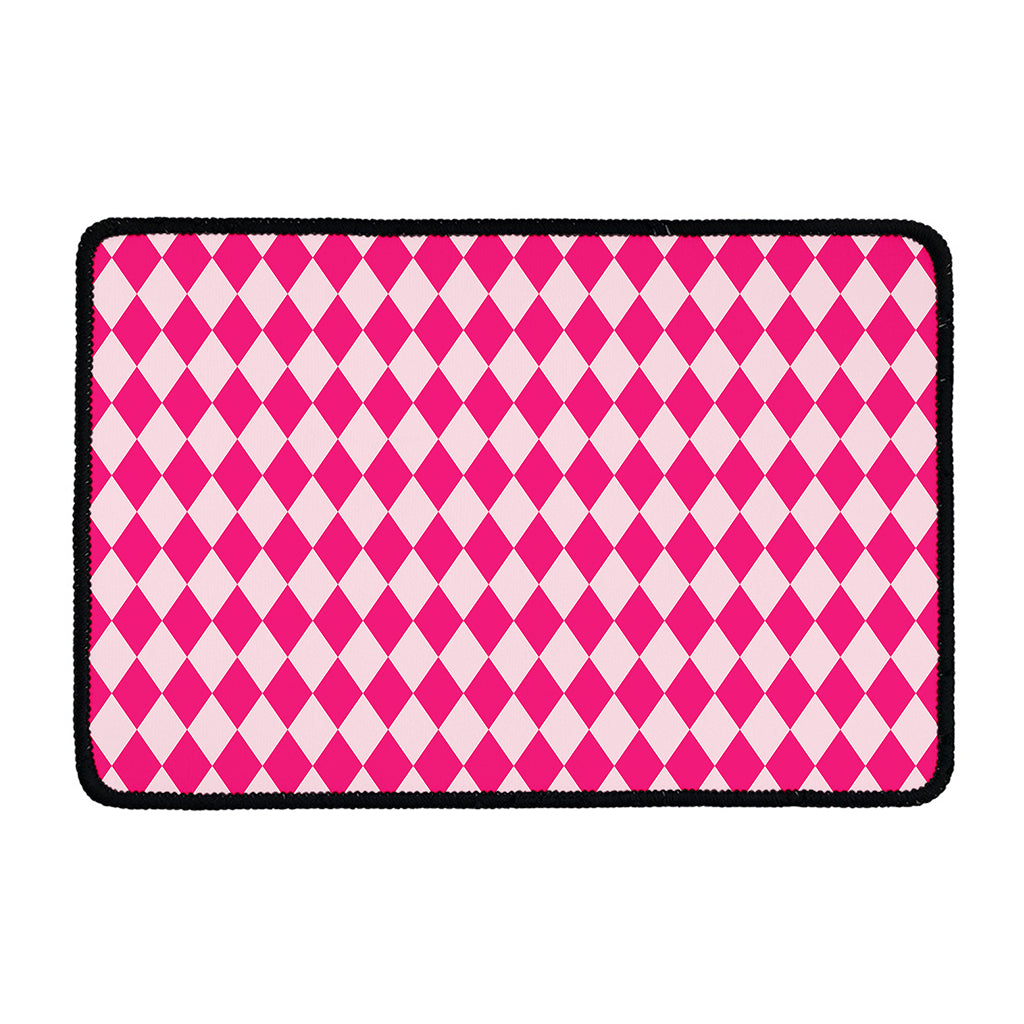 Pink Harlequin Pattern Print Kitchen Mat