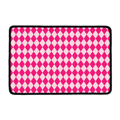 Pink Harlequin Pattern Print Kitchen Mat