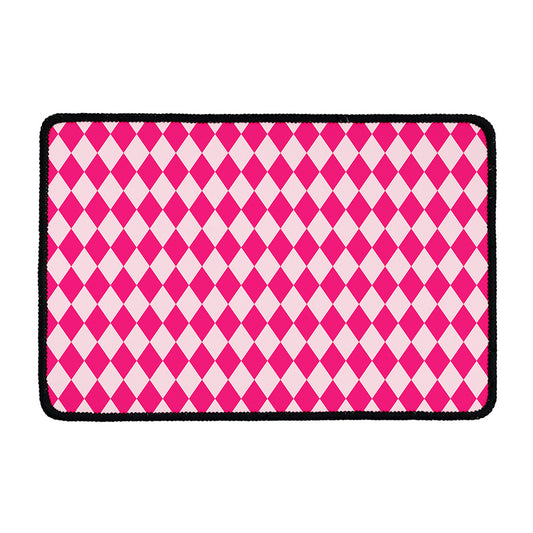 Pink Harlequin Pattern Print Kitchen Mat