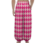 Pink Harlequin Pattern Print Lantern Pants