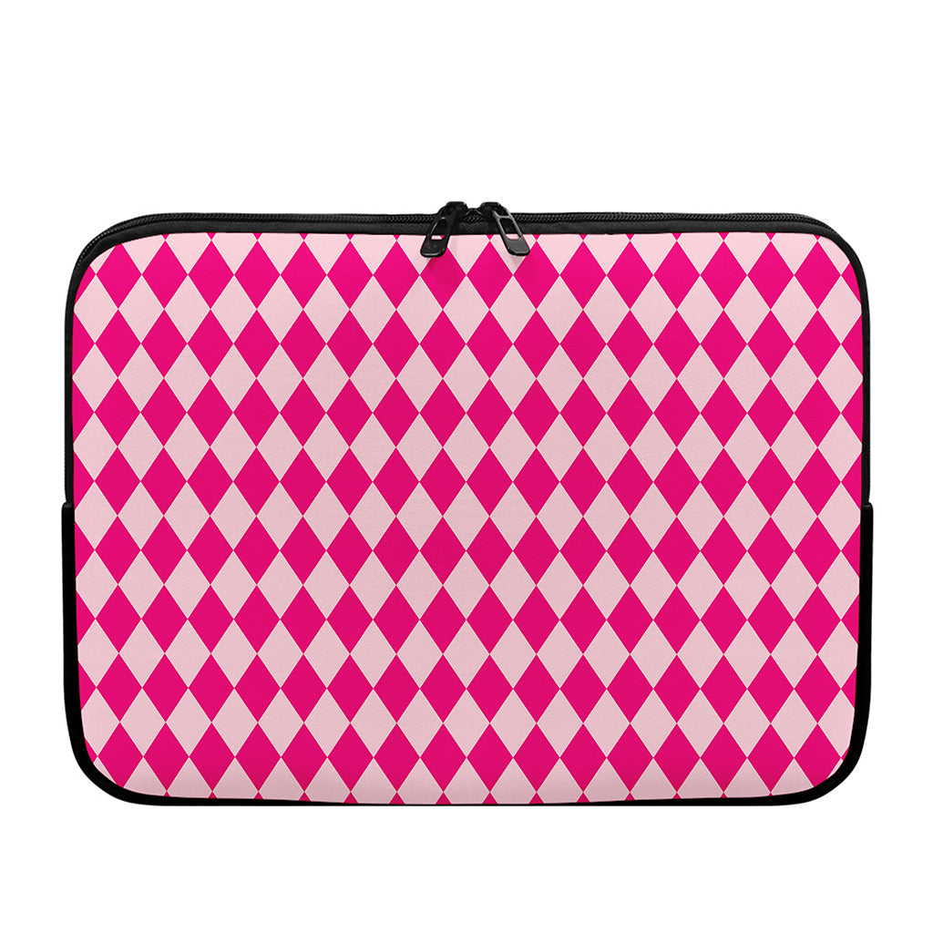 Pink Harlequin Pattern Print Laptop Sleeve