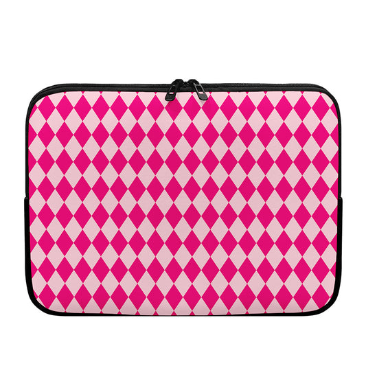 Pink Harlequin Pattern Print Laptop Sleeve