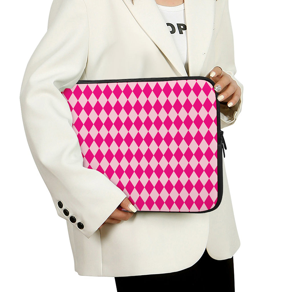 Pink Harlequin Pattern Print Laptop Sleeve