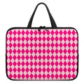 Pink Harlequin Pattern Print Laptop Sleeve With Handle