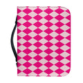 Pink Harlequin Pattern Print Leather Bible Cover