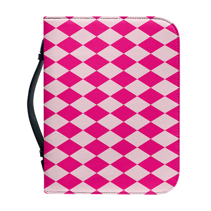 Pink Harlequin Pattern Print Leather Bible Cover