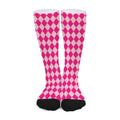Pink Harlequin Pattern Print Long Socks