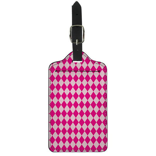 Pink Harlequin Pattern Print Luggage Tag