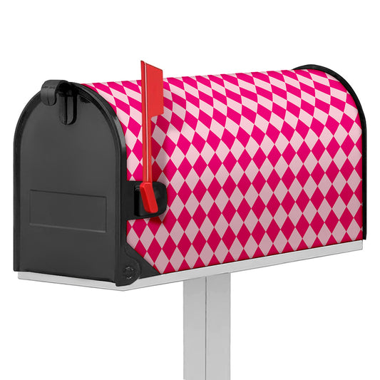 Pink Harlequin Pattern Print Mailbox Cover
