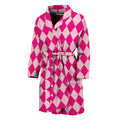 Pink Harlequin Pattern Print Men's Bathrobe