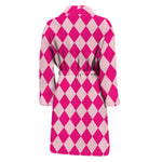 Pink Harlequin Pattern Print Men's Bathrobe