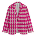 Pink Harlequin Pattern Print Men's Blazer