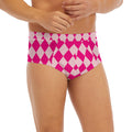 Pink Harlequin Pattern Print Men's Briefs