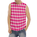 Pink Harlequin Pattern Print Men's Fitness Tank Top
