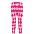 Pink Harlequin Pattern Print Men's Leggings