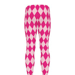 Pink Harlequin Pattern Print Men's leggings