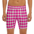 Pink Harlequin Pattern Print Men's Long Boxer Briefs