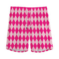 Pink Harlequin Pattern Print Men's Athletic Shorts
