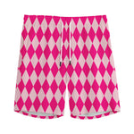 Pink Harlequin Pattern Print Men's Sports Shorts