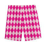Pink Harlequin Pattern Print Men's Sports Shorts