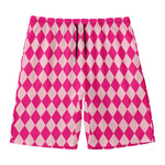 Pink Harlequin Pattern Print Men's Swim Trunks