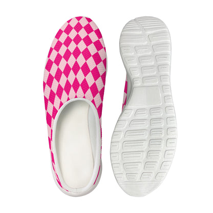 Pink Harlequin Pattern Print Mesh Casual Shoes