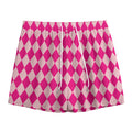 Pink Harlequin Pattern Print Mesh Shorts