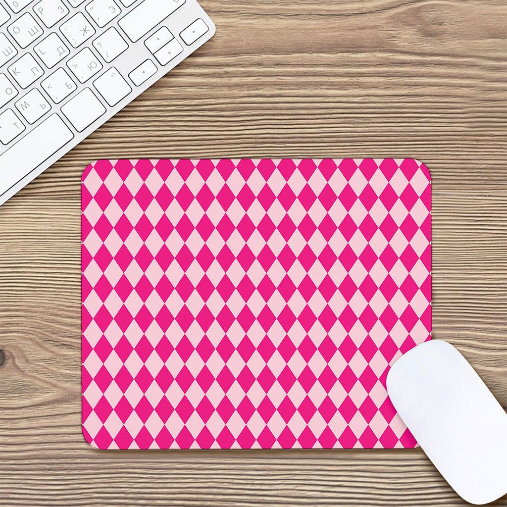 Pink Harlequin Pattern Print Mouse Pad