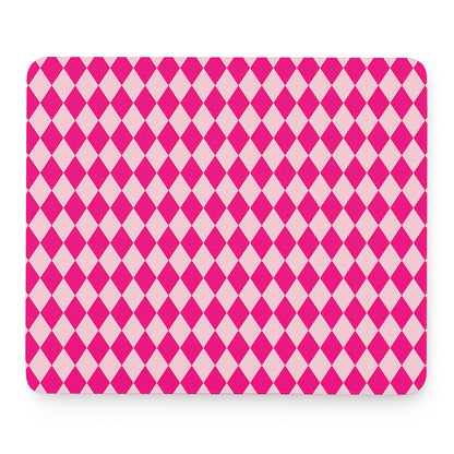 Pink Harlequin Pattern Print Mouse Pad