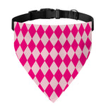 Pink Harlequin Pattern Print Over The Collar Dog Bandana