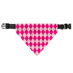 Pink Harlequin Pattern Print Over The Collar Dog Bandana