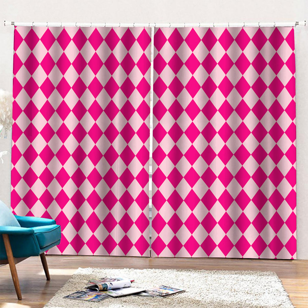 Pink Harlequin Pattern Print Pencil Pleat Curtains