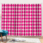 Pink Harlequin Pattern Print Pencil Pleat Curtains