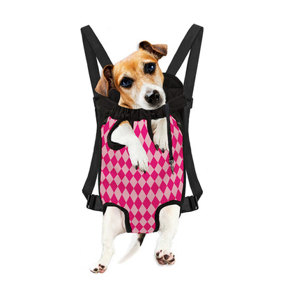 Pink Harlequin Pattern Print Pet Carrier Backpack