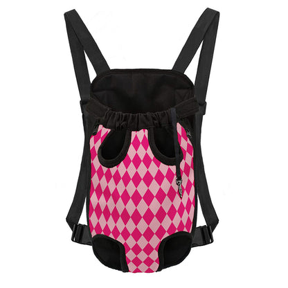 Pink Harlequin Pattern Print Pet Carrier Backpack