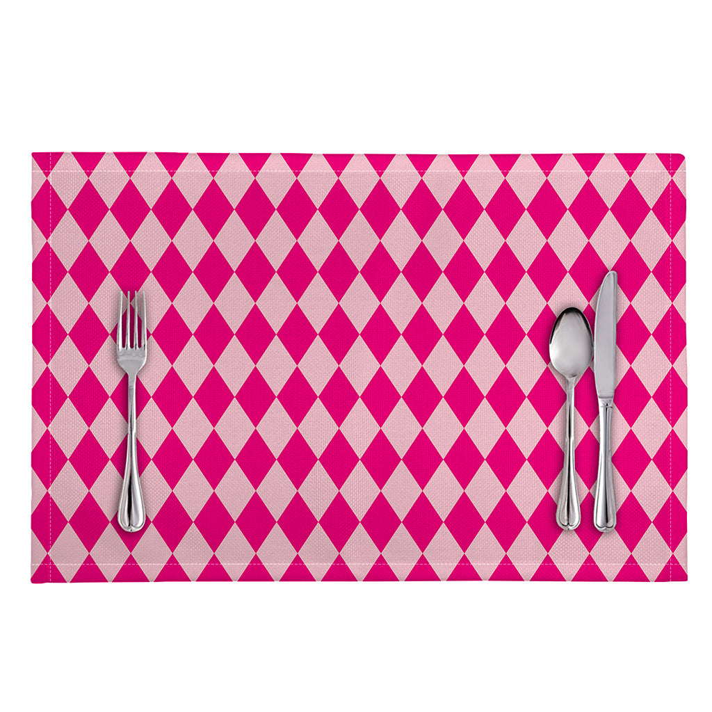 Pink Harlequin Pattern Print Placemat