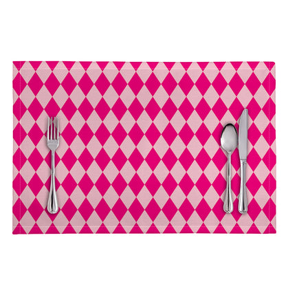 Pink Harlequin Pattern Print Placemat