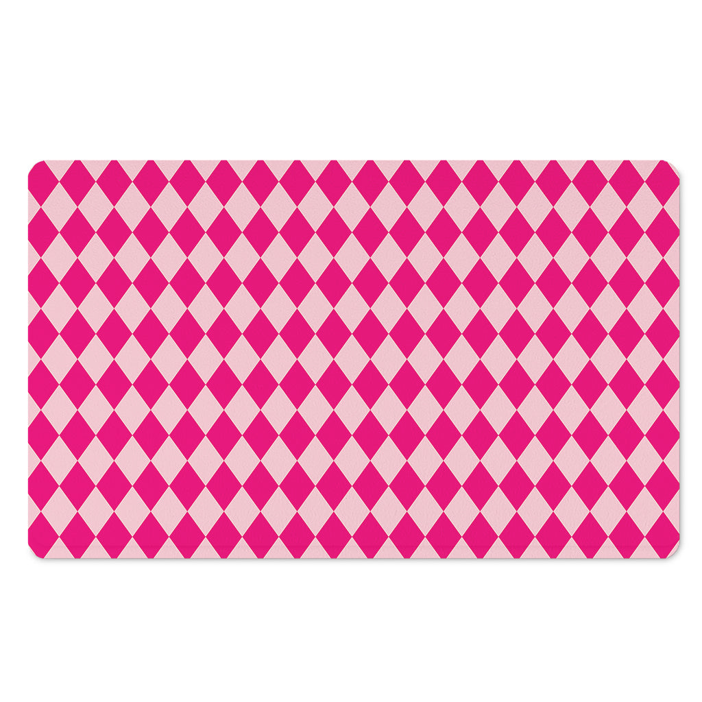 Pink Harlequin Pattern Print Polyester Doormat