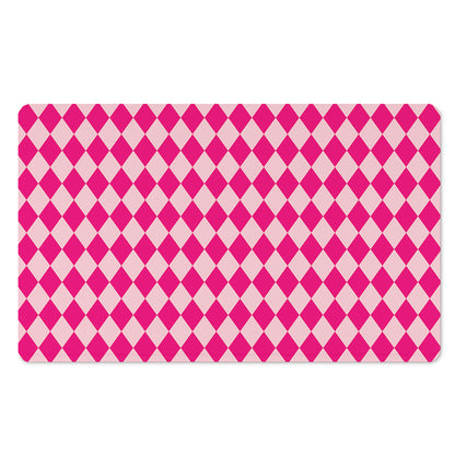 Pink Harlequin Pattern Print Polyester Doormat