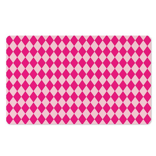 Pink Harlequin Pattern Print Polyester Doormat