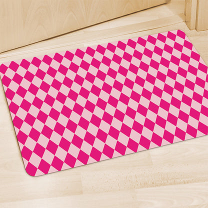 Pink Harlequin Pattern Print Polyester Doormat
