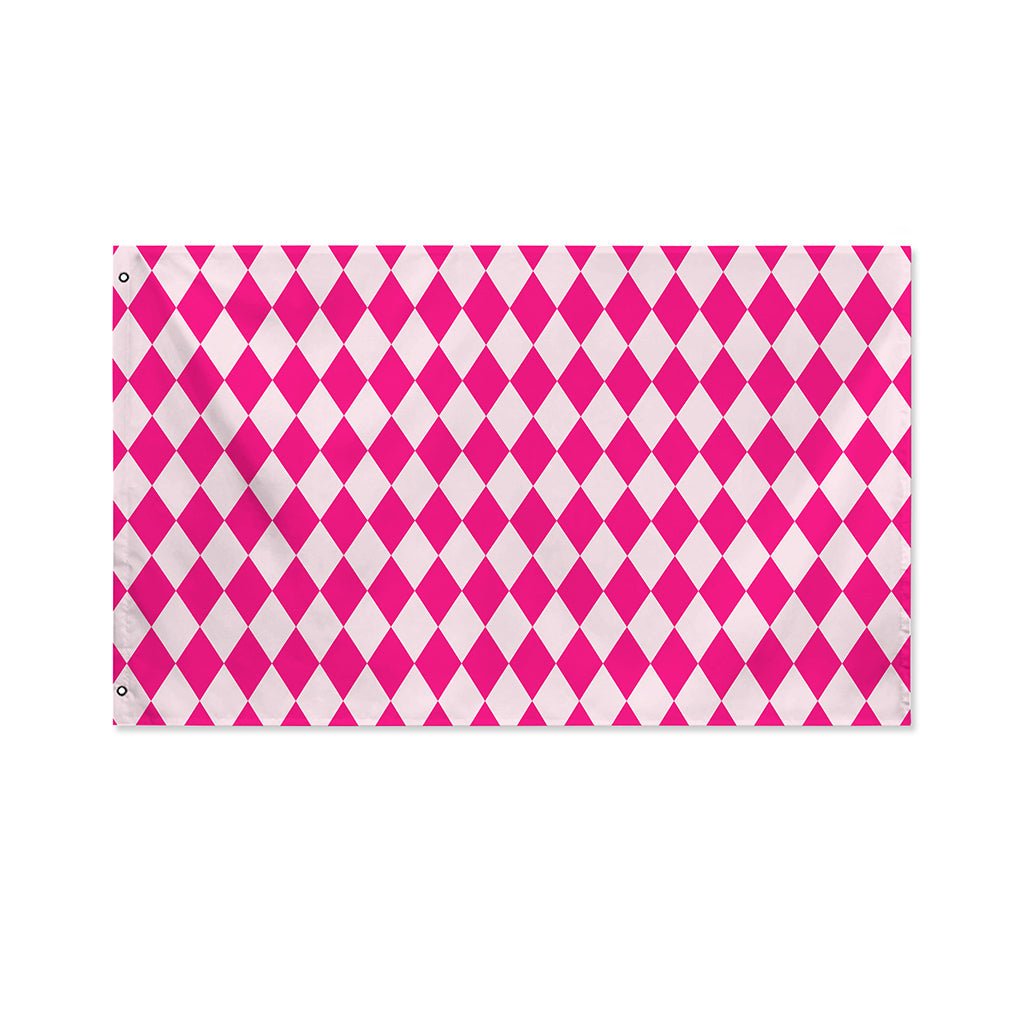 Pink Harlequin Pattern Print Polyester Flag
