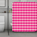 Pink Harlequin Pattern Print Polyester Shower Curtain