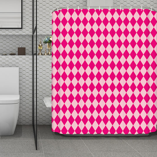 Pink Harlequin Pattern Print Polyester Shower Curtain